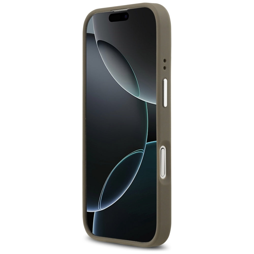 Deksel for Apple iPhone 17, Guess, 4G Grained Big And Classic Logo, Brun Sølv