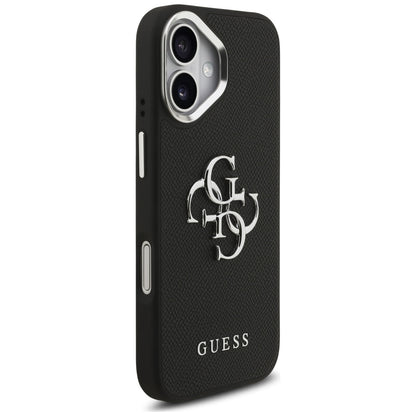 Deksel for Apple iPhone 17, Guess, 4G Grained Big and Classic Logo, Svart Sølv