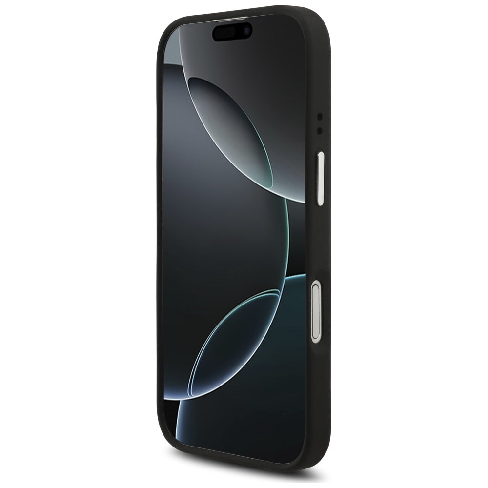 Deksel for Apple iPhone 17, Guess, 4G Grained Big and Classic Logo, Svart Sølv