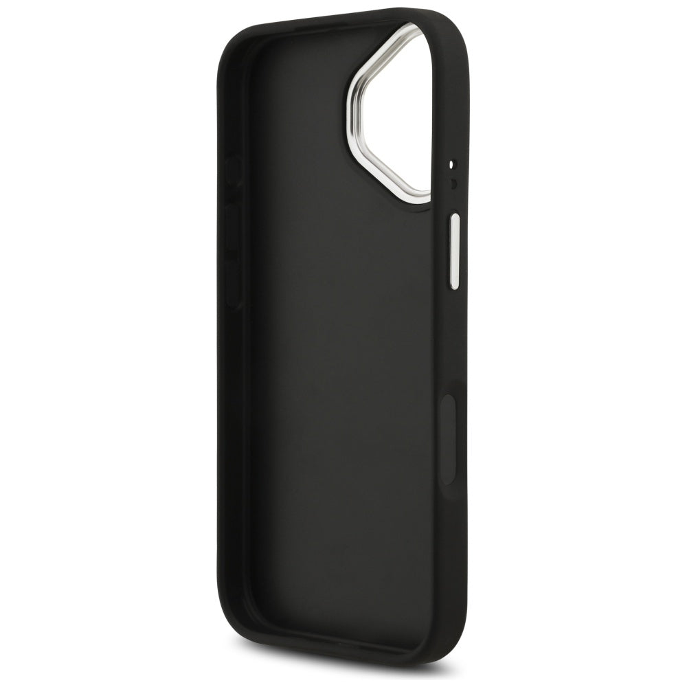 Deksel for Apple iPhone 17, Guess, 4G Grained Big and Classic Logo, Svart Sølv