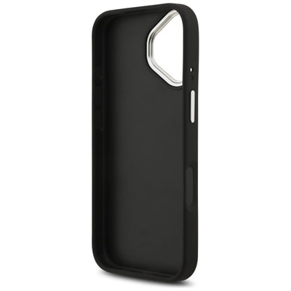 Deksel for Apple iPhone 17, Guess, 4G Grained Big and Classic Logo, Svart Sølv