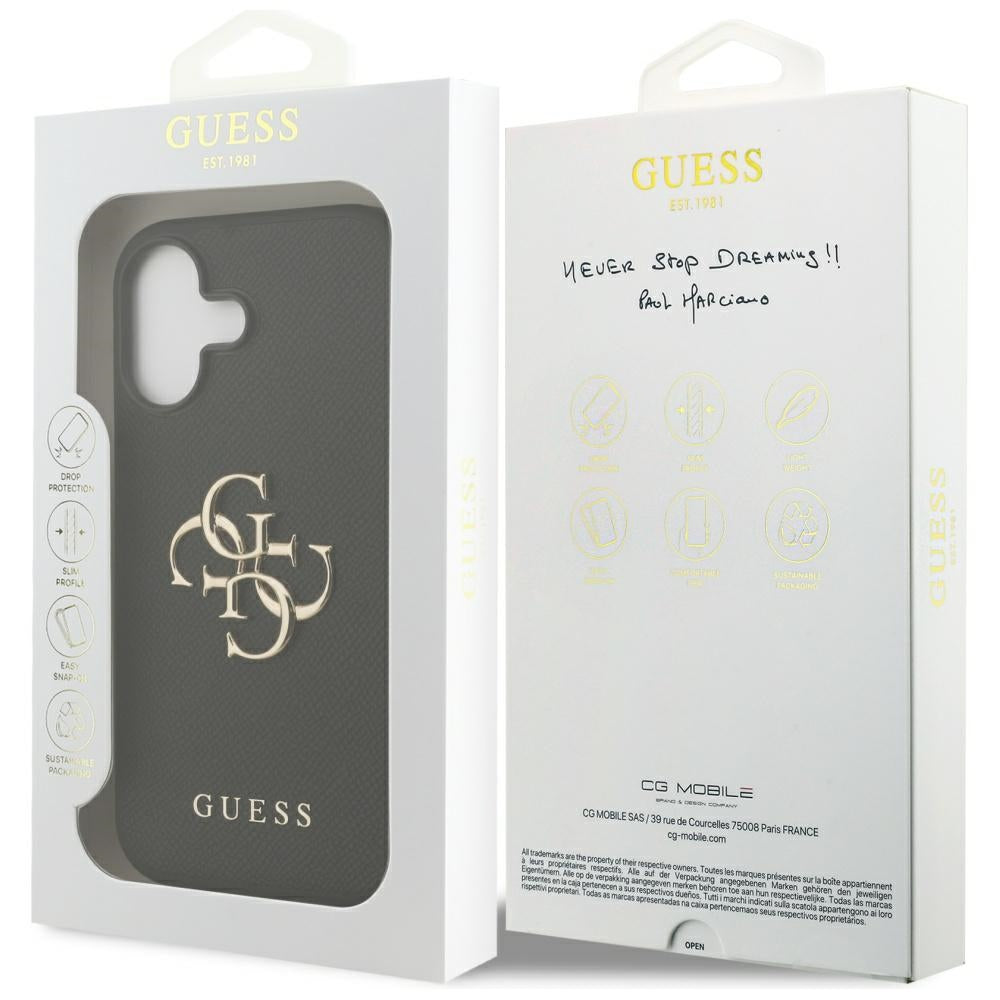 Deksel for Apple iPhone 17, Guess, 4G Grained Big and Classic Logo, Svart