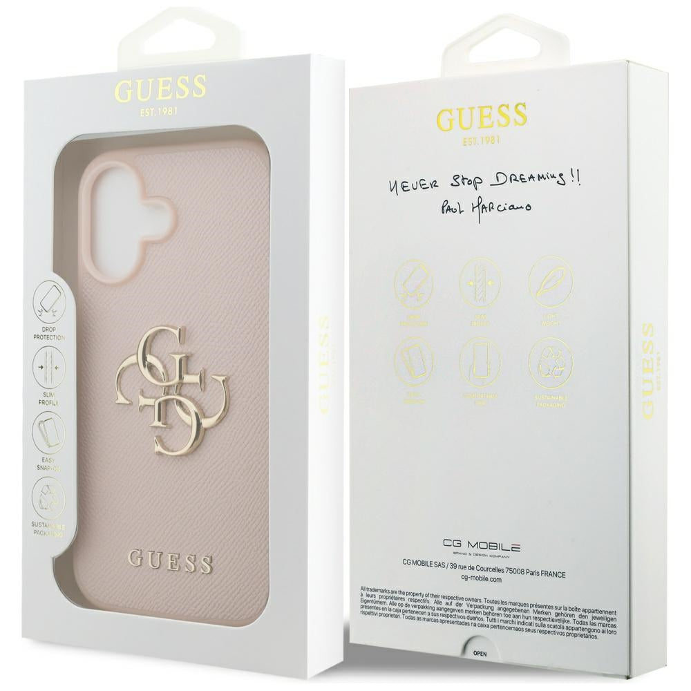 Deksel for Apple iPhone 17, Guess, 4G Grained Big and Classic Logo, Rosa