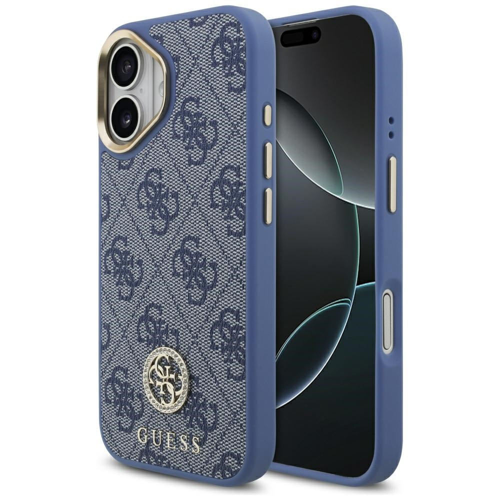 Deksel for Apple iPhone 17, Guess, 4G Strass Logo, Blå
