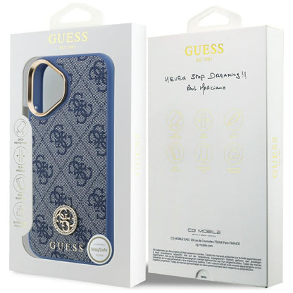 Deksel for Apple iPhone 17, Guess, 4G Strass Logo, Blå
