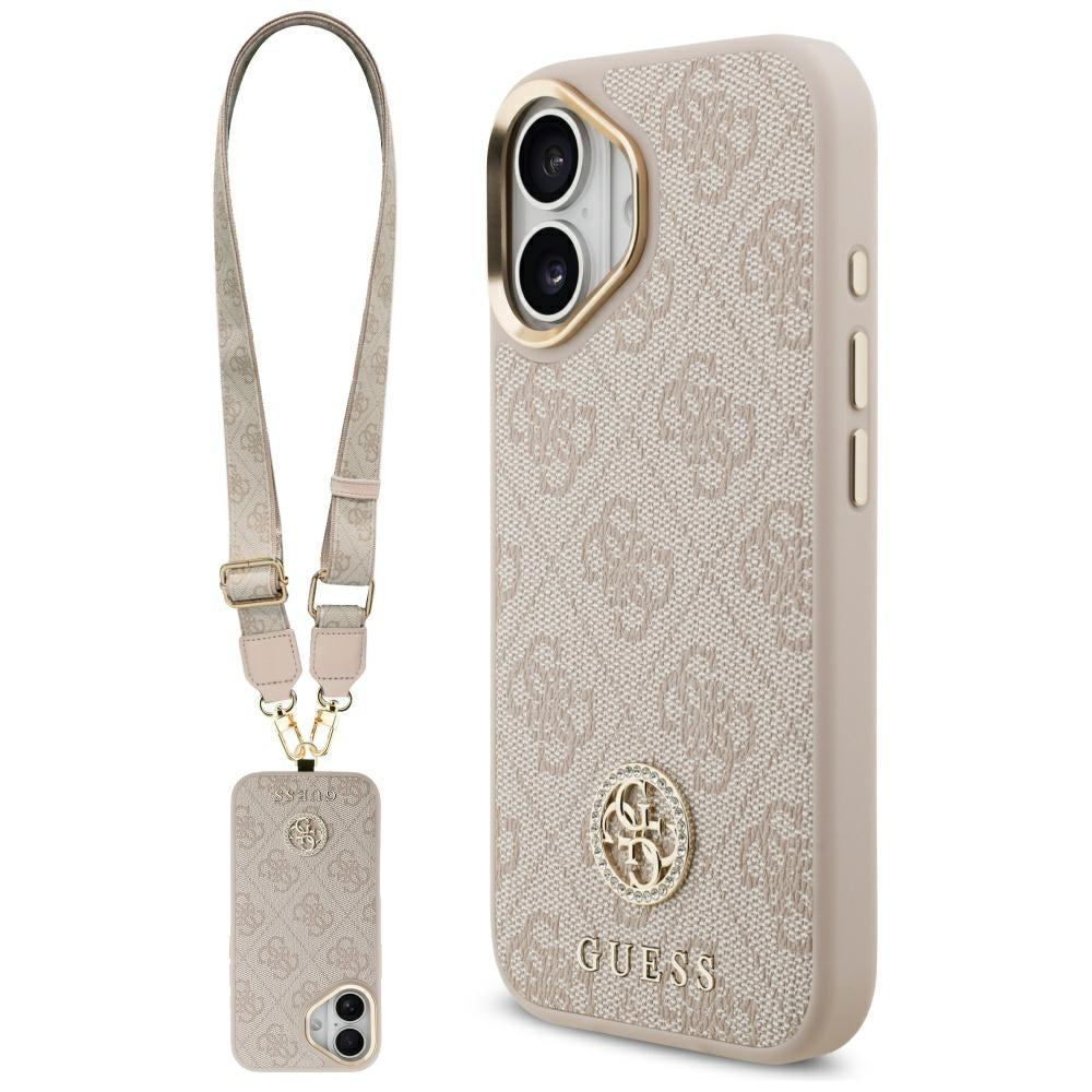 Deksel for Apple iPhone 17, Guess, 4G Strass Logo and Big Strap, Rosa