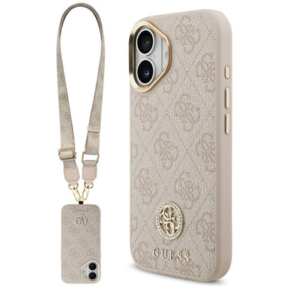 Deksel for Apple iPhone 17, Guess, 4G Strass Logo and Big Strap, Rosa