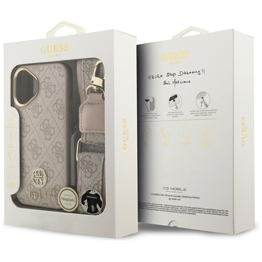 Deksel for Apple iPhone 17, Guess, 4G Strass Logo and Big Strap, Rosa