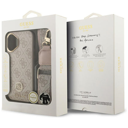 Deksel for Apple iPhone 17, Guess, 4G Strass Logo and Big Strap, Rosa
