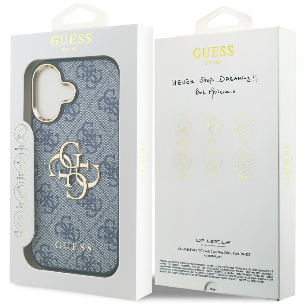 Deksel for Apple iPhone 17, Guess, Big 4G Logo Classic, Gullblå