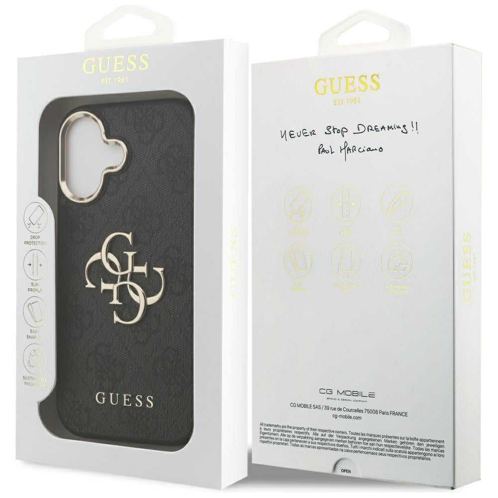 Deksel for Apple iPhone 17, Guess, Big 4G Logo Classic, Svart Gull