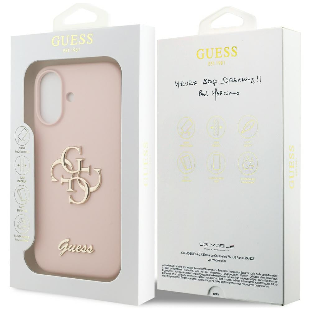 Deksel for Apple iPhone 17, Guess, Big 4G Script, Lys Rosa