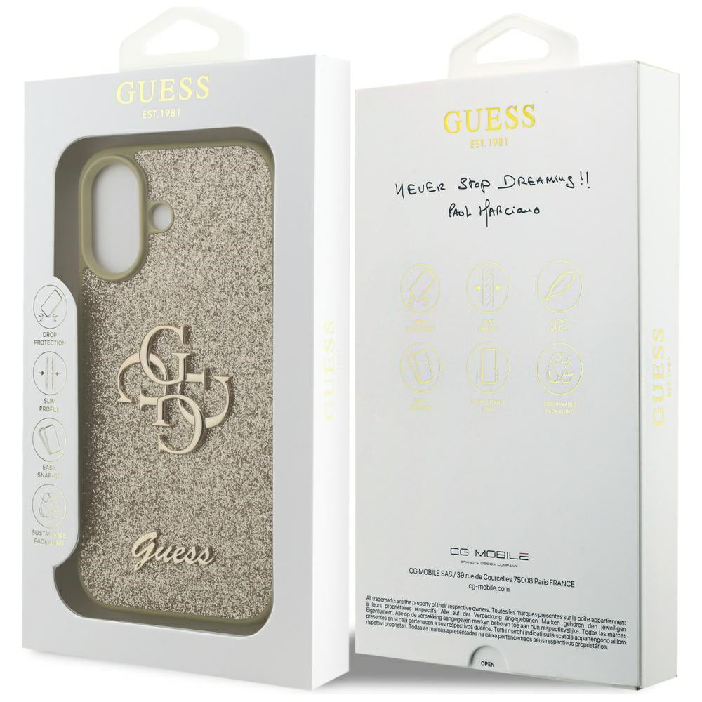 Deksel for Apple iPhone 17, Guess, Fixed Glitter Big 4G, Gull