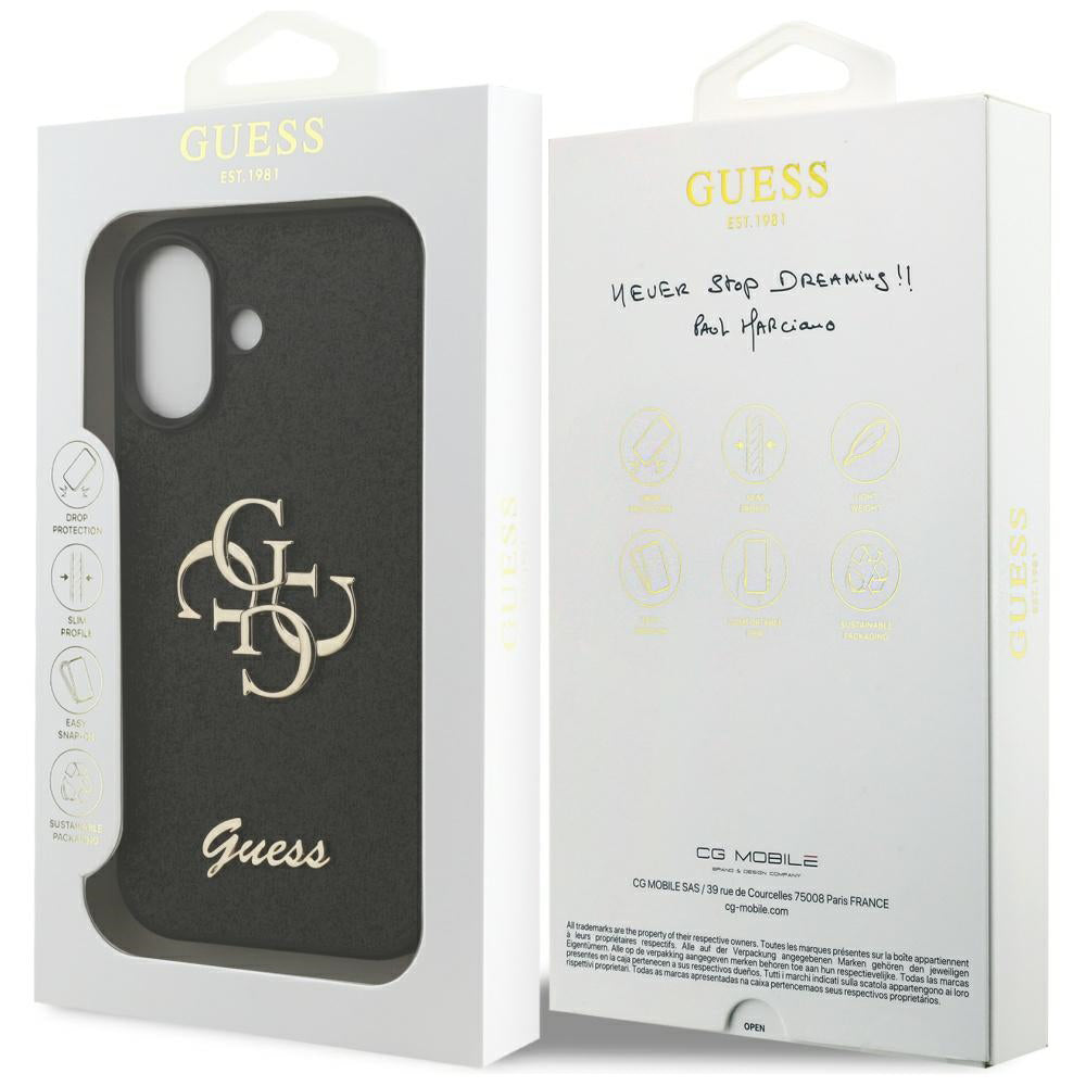 Deksel for Apple iPhone 17, Guess, Fixed Glitter Big 4G, Svart