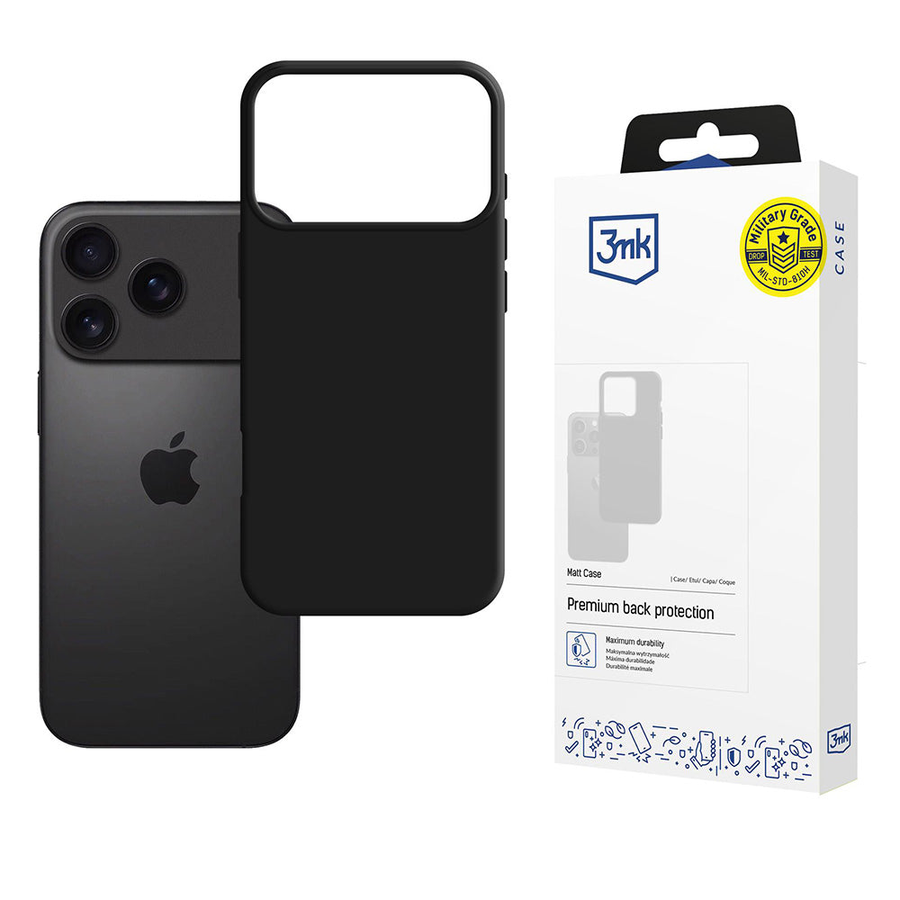 Deksel for Apple iPhone 17 Pro, 3MK, Matt, Svart