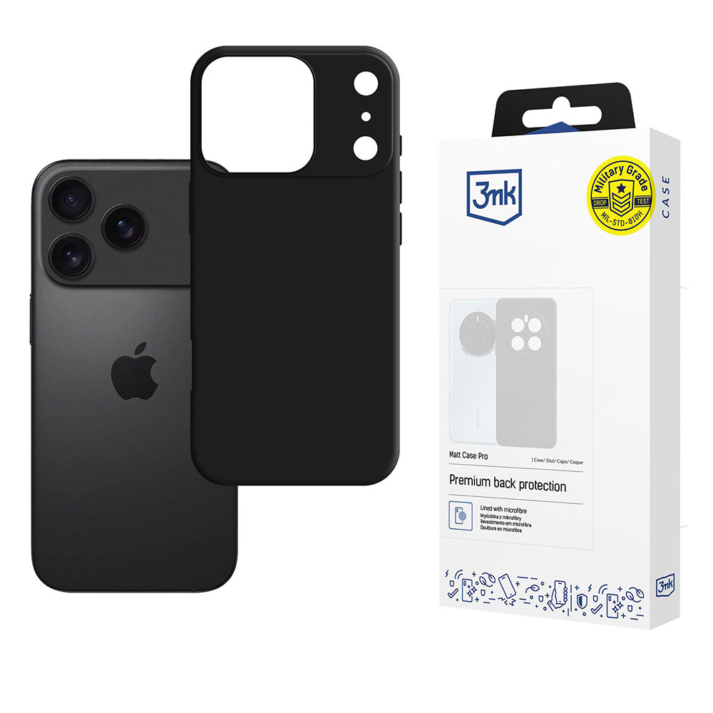 Deksel for Apple iPhone 17 Pro, 3MK, Matt Pro, Svart
