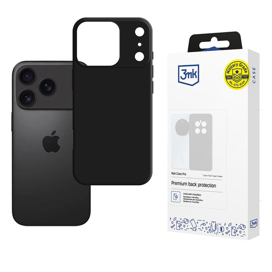 Deksel for Apple iPhone 17 Pro, 3MK, Matt Pro, Svart