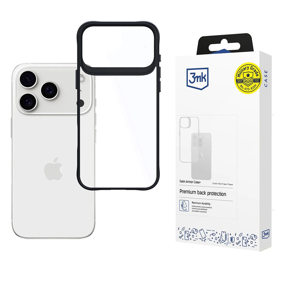 Deksel for Apple iPhone 17 Pro, 3MK, Satin Armor Case+, Svart