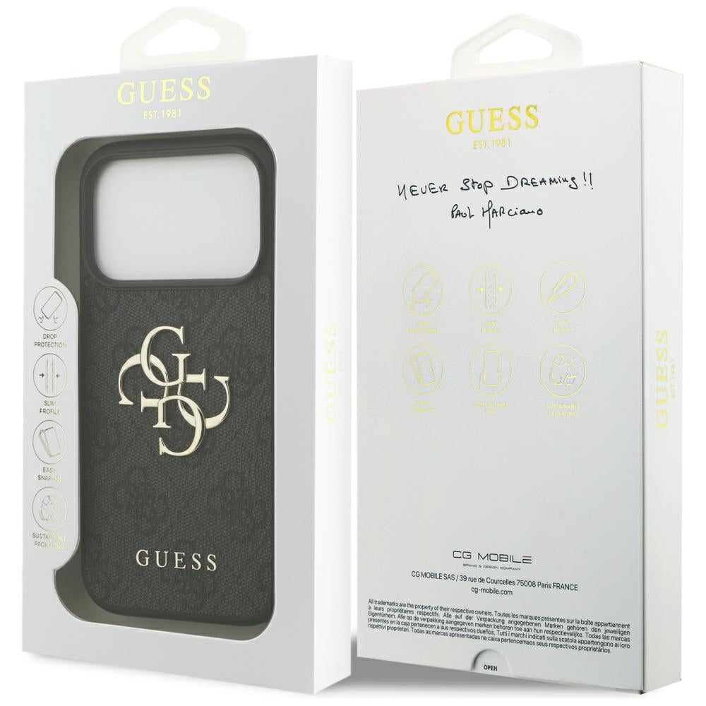 Deksel for Apple iPhone 17 Pro, Guess, 4G Big Logo, Svart