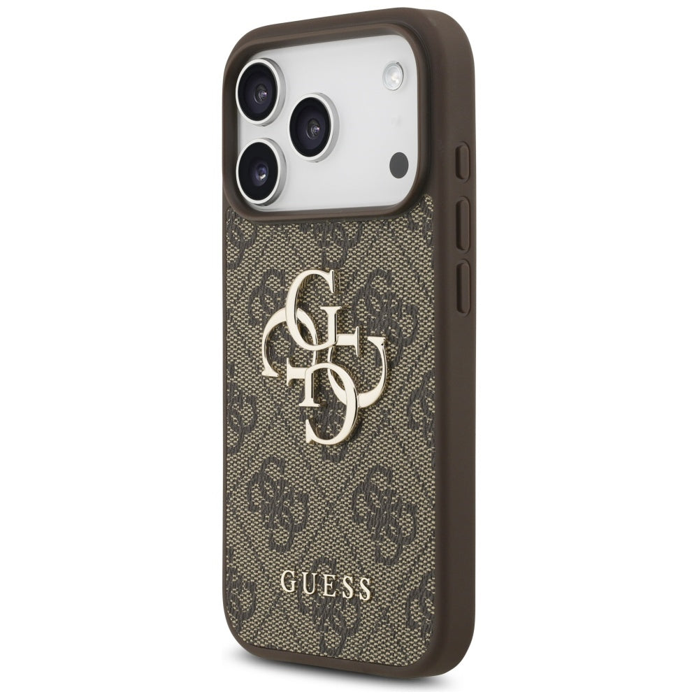 Deksel for Apple iPhone 17 Pro, Guess, 4G Classic Logo with Pearl Strap, Brun