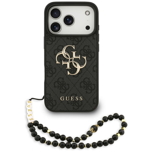 Deksel for Apple iPhone 17 Pro, Guess, 4G Classic Logo with Strap, Svart
