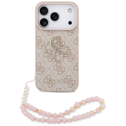 Deksel for Apple iPhone 17 Pro, Guess, 4G Classic Logo with Strap, Rosa