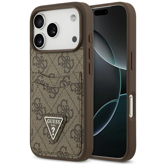 Deksel for Apple iPhone 17 Pro, Guess, 4G Double Card Triangle, Brun