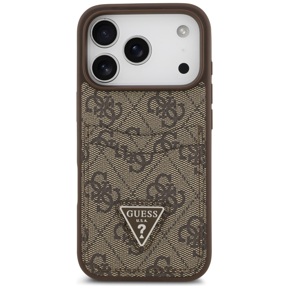 Deksel for Apple iPhone 17 Pro, Guess, 4G Double Card Triangle, Brun
