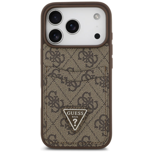 Deksel for Apple iPhone 17 Pro, Guess, 4G Double Card Triangle, Brun