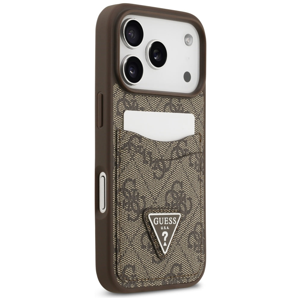 Deksel for Apple iPhone 17 Pro, Guess, 4G Double Card Triangle, Brun