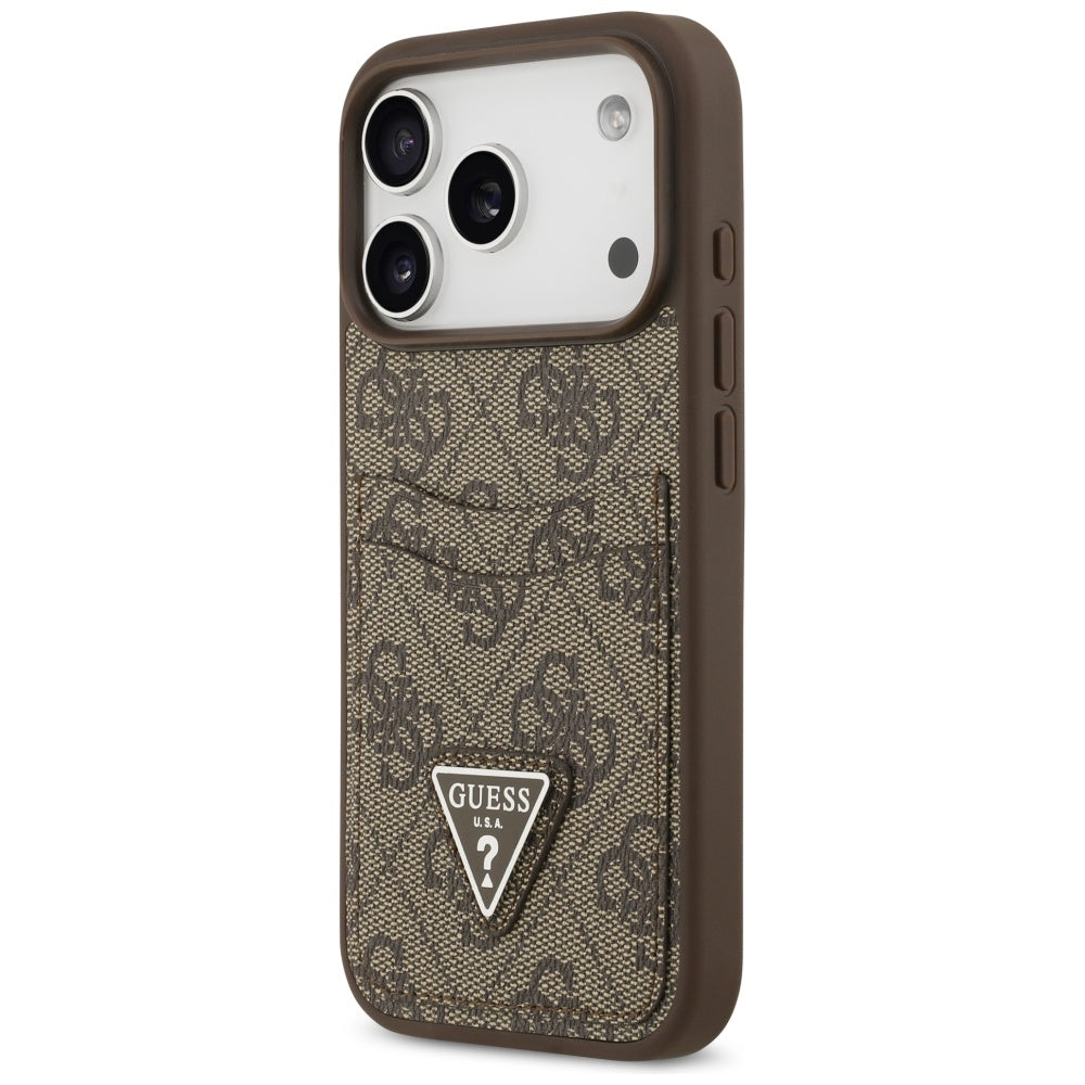 Deksel for Apple iPhone 17 Pro, Guess, 4G Double Card Triangle, Brun