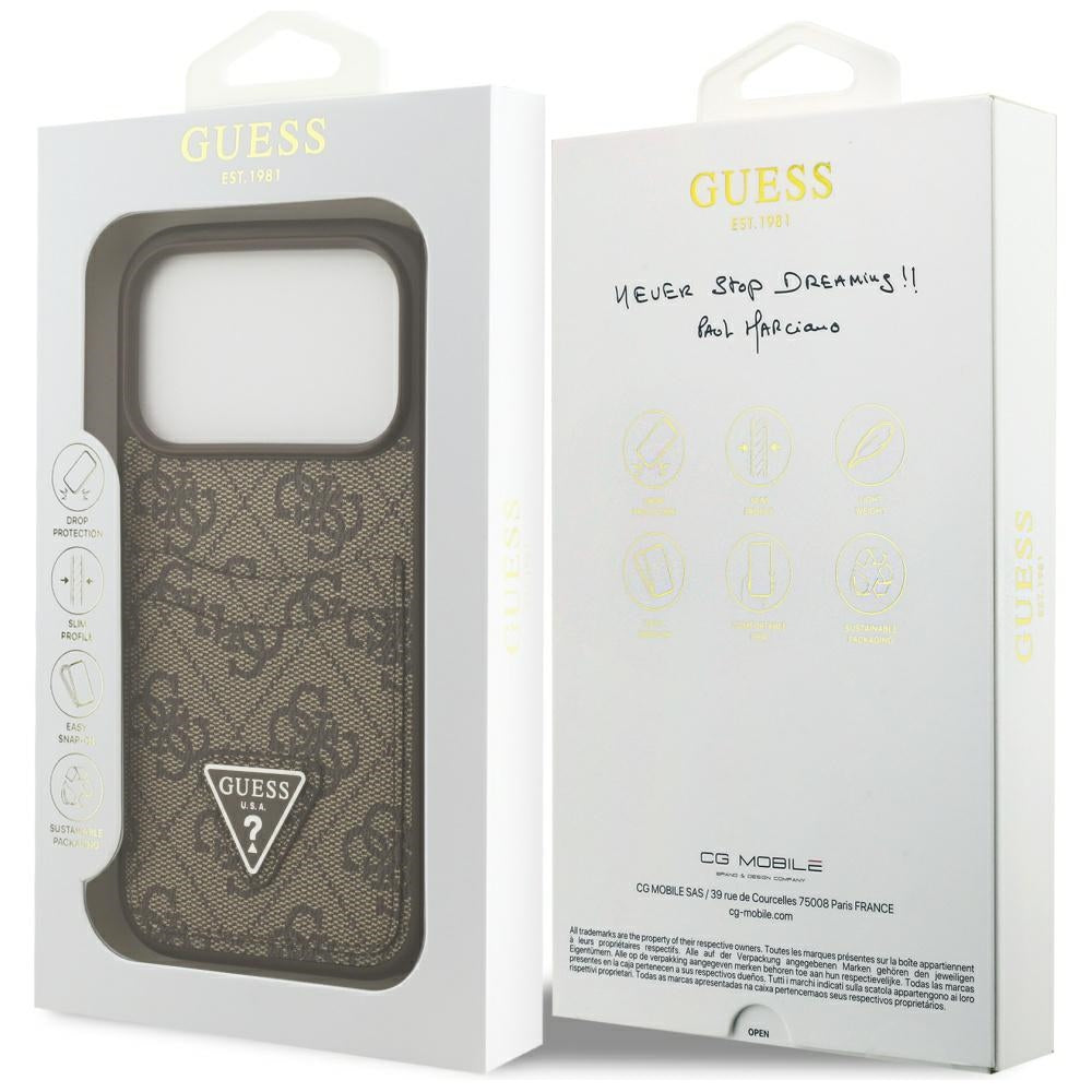 Deksel for Apple iPhone 17 Pro, Guess, 4G Double Card Triangle, Brun