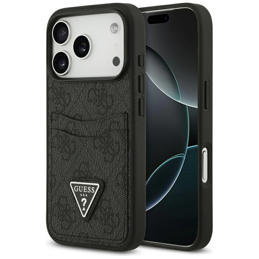 Deksel for Apple iPhone 17 Pro, Guess, 4G Double Card Triangle, Svart
