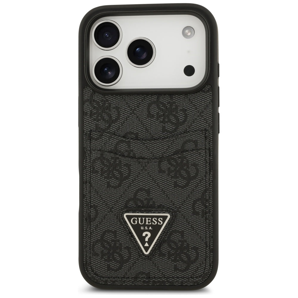 Deksel for Apple iPhone 17 Pro, Guess, 4G Double Card Triangle, Svart
