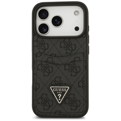 Deksel for Apple iPhone 17 Pro, Guess, 4G Double Card Triangle, Svart