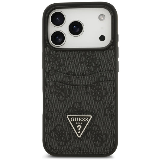 Deksel for Apple iPhone 17 Pro, Guess, 4G Double Card Triangle, Svart