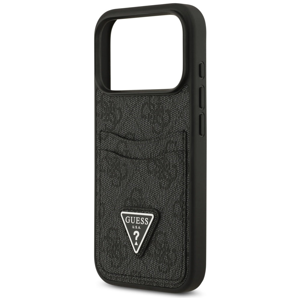 Deksel for Apple iPhone 17 Pro, Guess, 4G Double Card Triangle, Svart
