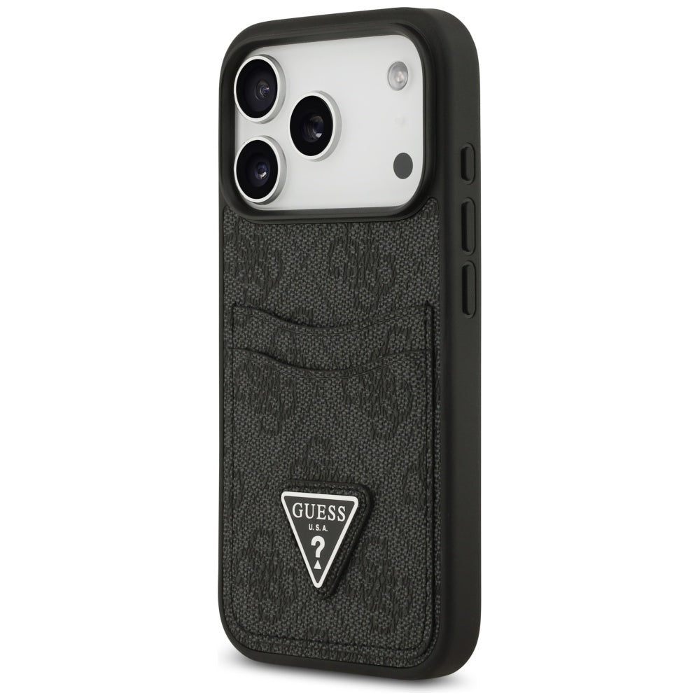 Deksel for Apple iPhone 17 Pro, Guess, 4G Double Card Triangle, Svart