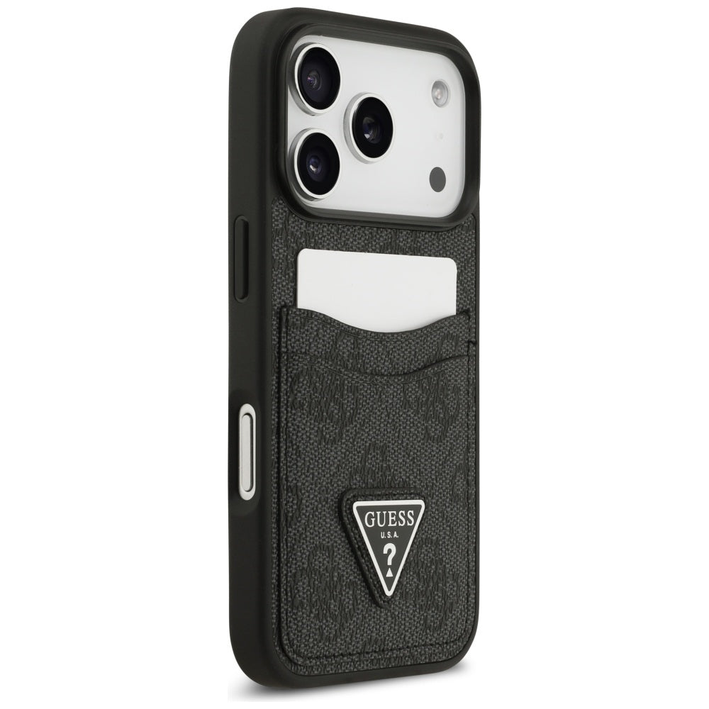 Deksel for Apple iPhone 17 Pro, Guess, 4G Double Card Triangle, Svart
