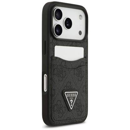 Deksel for Apple iPhone 17 Pro, Guess, 4G Double Card Triangle, Svart