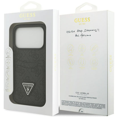 Deksel for Apple iPhone 17 Pro, Guess, 4G Double Card Triangle, Svart