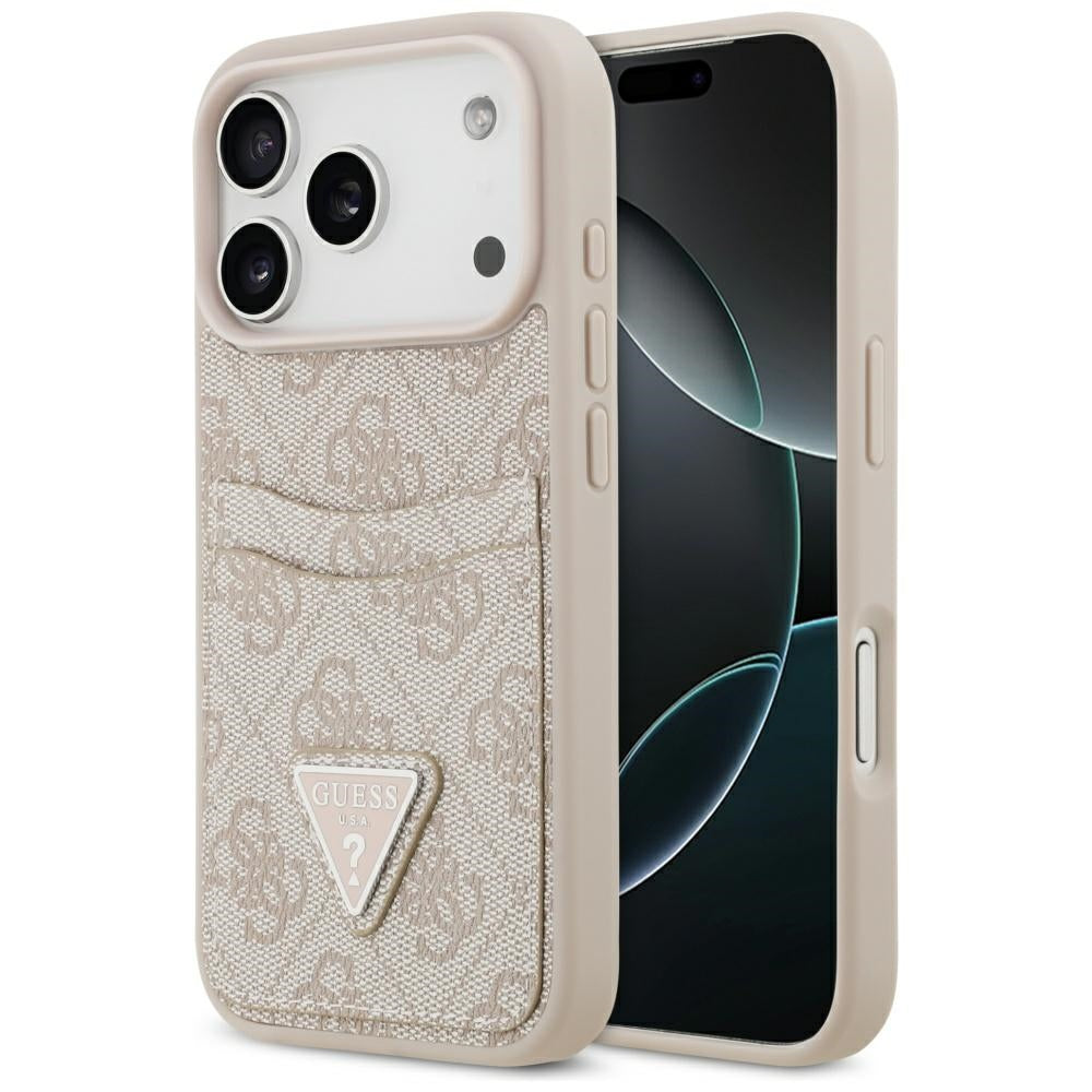 Deksel for Apple iPhone 17 Pro, Guess, 4G Double Card Triangle, Rosa