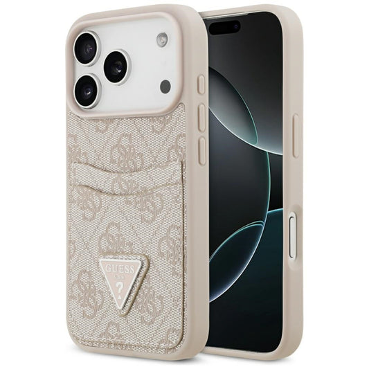 Deksel for Apple iPhone 17 Pro, Guess, 4G Double Card Triangle, Rosa