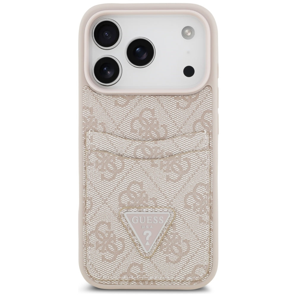 Deksel for Apple iPhone 17 Pro, Guess, 4G Double Card Triangle, Rosa