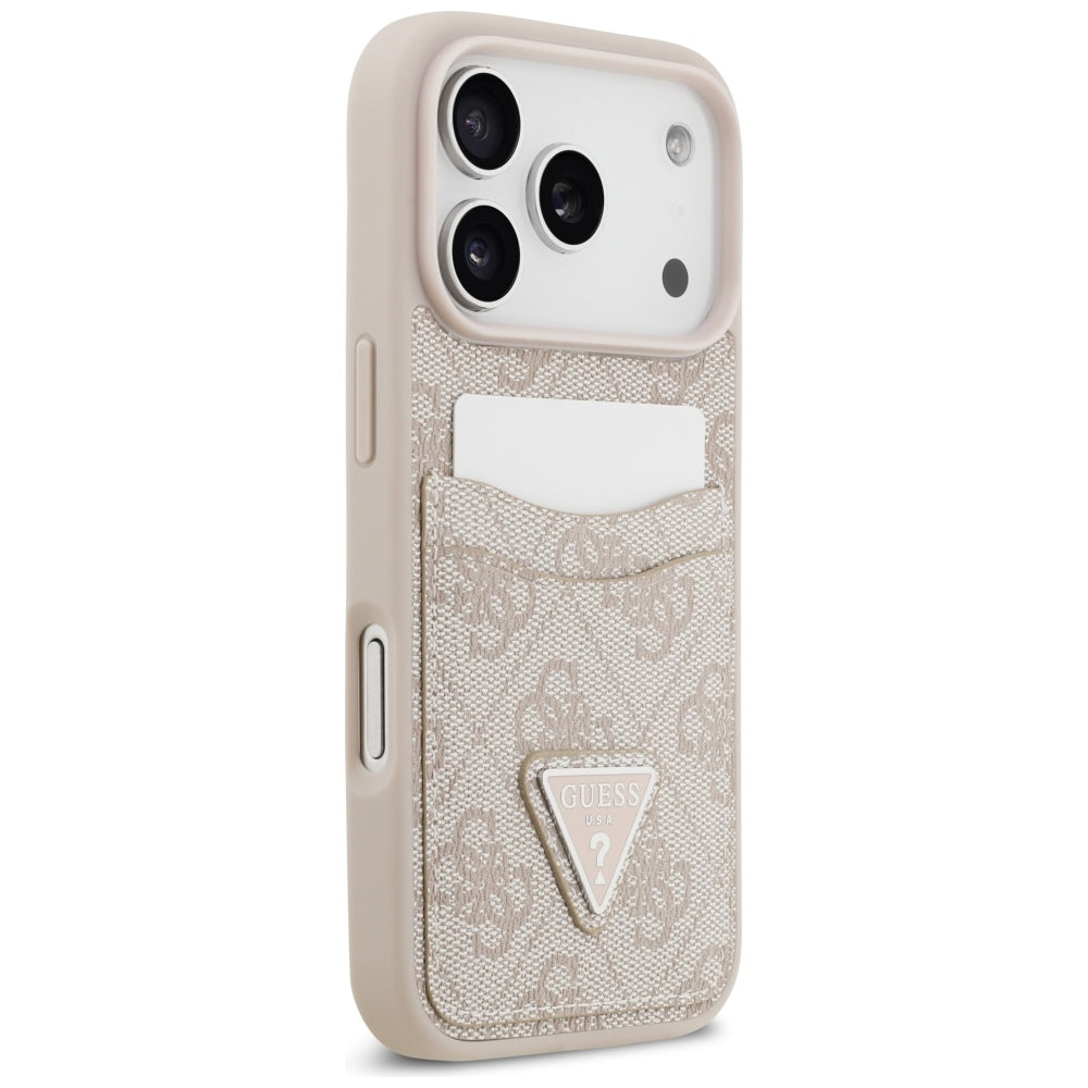 Deksel for Apple iPhone 17 Pro, Guess, 4G Double Card Triangle, Rosa