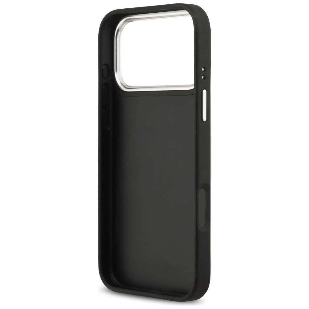 Deksel for Apple iPhone 17 Pro, Guess, 4G Grained Big and Classic Logo, Svart Sølv