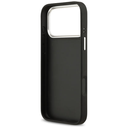 Deksel for Apple iPhone 17 Pro, Guess, 4G Grained Big and Classic Logo, Svart Sølv