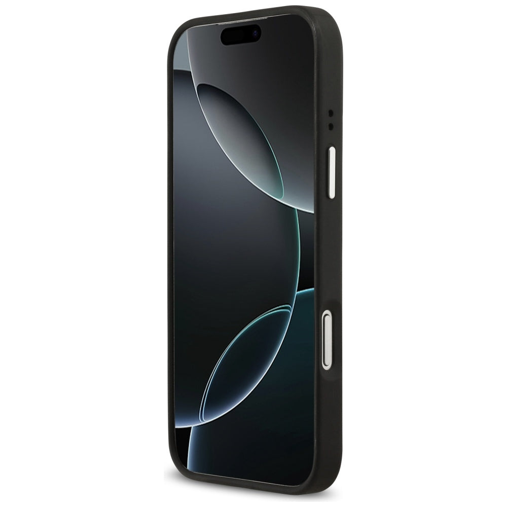 Deksel for Apple iPhone 17 Pro, Guess, 4G Grained Big and Classic Logo, Svart Sølv