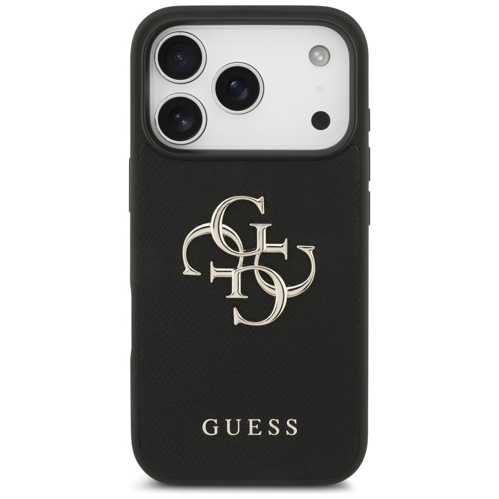 Deksel for Apple iPhone 17 Pro, Guess, 4G Grained Big and Classic Logo, Svart