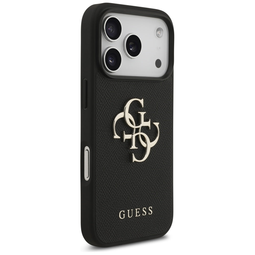 Deksel for Apple iPhone 17 Pro, Guess, 4G Grained Big and Classic Logo, Svart